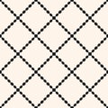 Vector seamless pattern. Black and white ornament texture with diagonal grid, beads Royalty Free Stock Photo