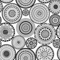 Vector seamless pattern from black and white round mandalas