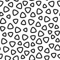 Vector seamless pattern, black & white, rounded triangle outline