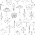 Vector seamless pattern of black and white umbrellas