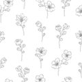 Vector seamless pattern with blooming apricot flowers Royalty Free Stock Photo