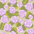 Vector seamless pattern with blooming pink rose flowers and leaves. Royalty Free Stock Photo