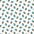 Vector seamless pattern with blue cupcakes