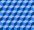 Vector seamless pattern of blue 3d geometry grid