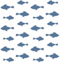 Vector seamless pattern of blue fish silhouette Royalty Free Stock Photo