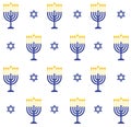 Vector seamless pattern of blue Hanukah candles