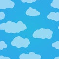 Vector seamless pattern. Blue sky with clouds. Light background. Royalty Free Stock Photo