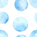 Vector seamless pattern of blue watercolor circles