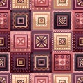 Vector seamless pattern with boho geometrical square elements. Flat style