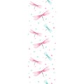 Vector Seamless Pattern Border with Watercolor Dragonfly