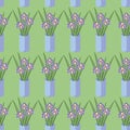 Vector seamless pattern with bouquets of iris flowers Royalty Free Stock Photo