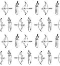 Vector seamless pattern of bow and arrows Royalty Free Stock Photo