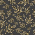 Vector seamless pattern of branches with leaves. Royalty Free Stock Photo