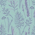 Vector seamless pattern with branches on a turquoise background Royalty Free Stock Photo