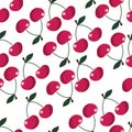 Vector seamless pattern bright cherry. Royalty Free Stock Photo