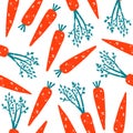 Vector seamless pattern with bright colorful healthy carrots