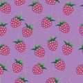 Vector seamless pattern with bright pink raspberries.