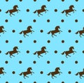 Vector seamless pattern of brown horse and dots Royalty Free Stock Photo