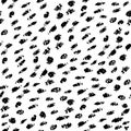 Vector seamless pattern with brush blots and spots . Black color on white background. Hand painted grange texture. Ink Royalty Free Stock Photo