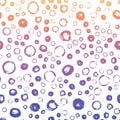 Vector seamless pattern with brush circles and strokes. Blue pink gradient color on white background. Hand painted Royalty Free Stock Photo