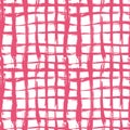 Vector seamless pattern with brush cross and strokes. Pink color on white background. Hand painted grange texture. Ink Royalty Free Stock Photo
