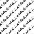 Vector seamless pattern with brush diagonal handwriting. Black color on white background. Hand painted grange cursive