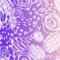 Vector seamless pattern with brush strokes and dots. White color on pink violet gradient background. Hand painted grange Royalty Free Stock Photo