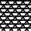 Vector seamless pattern with brush triangle and strokes. Black color on white background. Hand painted grange texture Royalty Free Stock Photo