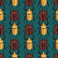 Seamless pattern with bugs, insects background
