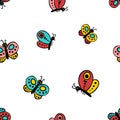 Vector seamless pattern of butterflies in simple children style