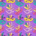 Vector seamless pattern with carnival mask