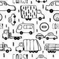 Vector seamless pattern with cars and trucks
