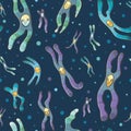 Vector seamless pattern with cartoon chromosomes