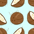 Vector Seamless Pattern of Cartoon Coconuts