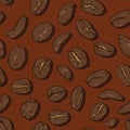 Vector Seamless Pattern of Cartoon Coffee Beans Royalty Free Stock Photo