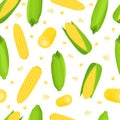 Vector seamless pattern with cartoon corn isolated on white. Royalty Free Stock Photo