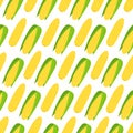 Vector seamless pattern with cartoon corn isolated on white. Royalty Free Stock Photo