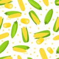 Vector seamless pattern with cartoon corn isolated on white. Royalty Free Stock Photo