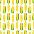 Vector seamless pattern with cartoon corn isolated on white. Royalty Free Stock Photo