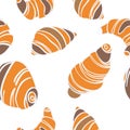 Vector seamless pattern with cartoon croissants background