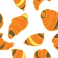 Vector seamless pattern with cartoon croissants background