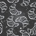 Vector seamless pattern with cartoon croissants background