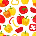 Vector seamless pattern with cartoon peppers isolated on white.