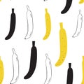 Vector seamless pattern in cartoon style. Bananas. Scandinavian print Royalty Free Stock Photo