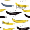 Vector seamless pattern in cartoon style. Bananas. Scandinavian print Royalty Free Stock Photo