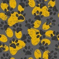 Vector seamless pattern with cat or dog footprints. Cute colorful paws. Animal concept. Foot steps. Veterinary. Vector