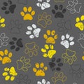 Vector seamless pattern with cat or dog footprints. Cute colorful paws. Animal concept. Foot steps. Veterinary Royalty Free Stock Photo