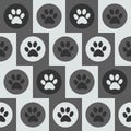 Vector seamless pattern with cat or dog footprints.