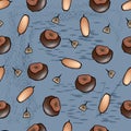 Vector seamless pattern with chestnuts and acorns.