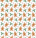 Vector seamless pattern of Christmas ginger bread Royalty Free Stock Photo